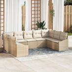 vidaXL 9-delige Tuinbankenset met kussens poly rattan beige, Verzenden, Nieuw, Rotan