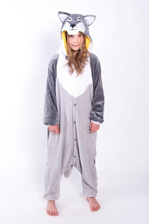 Onesie Grijze Wolf Pakje 74-80 Wolvenpak Kostuum Grijs Husky, Kinderen en Baby's, Carnavalskleding en Verkleedspullen, Nieuw, 104 of kleiner