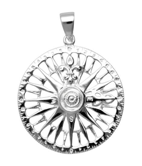 Zilveren Kompas met fleur de lis kettinghanger, Sieraden, Tassen en Uiterlijk, Kettinghangers, Verzenden