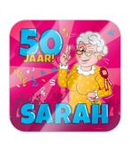 Sarah Deurbord 50 Jaar Cartoon 50cm, Nieuw, Verzenden