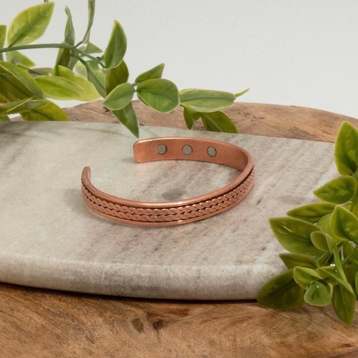 Koperen gezondheids-klemarmband met 6 magneten, Sieraden, Tassen en Uiterlijk, Armbanden, Ophalen of Verzenden