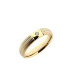 Tricolor gouden gematteerde ring met diamant; 0,03 ct., 18 tot 19, Gebruikt, Overige kleuren, Ophalen of Verzenden