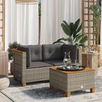 vidaXL Tuinhoekbanken 2 st met kussens poly rattan grijs, Verzenden, Nieuw, Rotan