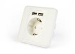 Inbouw stopcontact 2x USB wandcontactdoos geaard stopcontact, Doe-het-zelf en Verbouw, Elektra en Kabels, Verzenden, Nieuw