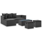 vidaXL 4-delige Loungeset met kussens poly rattan zwart, Tuin en Terras, Verzenden, Nieuw, Rotan, Loungeset