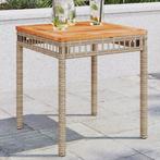 vidaXL Tuintafel 38x38x42 cm poly rattan en acaciahout, Verzenden, Nieuw