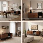 Commode Boxholm 160x30x57 cm zwart en walnootkleurig [en.cas, Verzenden, Nieuw