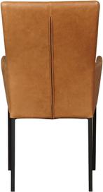 Cognac leren moderne eetkamerstoel - poot vierkant zwart - V, Huis en Inrichting, Stoelen, Overige kleuren, Nieuw, Leer, Ophalen of Verzenden