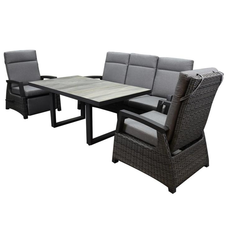 Dallas stoel bank dining loungeset 4 delig verstelbare, Tuin en Terras, Tuinsets en Loungesets, Nieuw, Wicker, Ophalen of Verzenden
