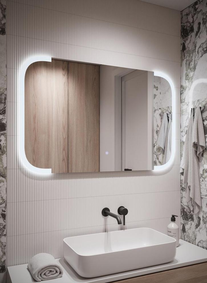 Badkamerspiegel Franca - 80 x 60 cm - LED - Verwarming, Huis en Inrichting, Badkamer | Badkamermeubels, Nieuw, Overige typen, Verzenden