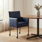 Leren eetkamerstoel Desire - Hermes Kobalt (blauw) - Poten, Ophalen of Verzenden, Nieuw, Leer, Bohemian, Industrieel, Modern, Scandinavisch