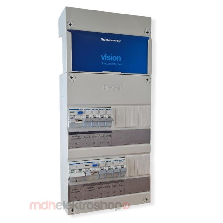 Groepenkast Hager Vision 8 groepen 1 fase 2ALS2P30 4L+4L HS, Doe-het-zelf en Verbouw, Elektra en Kabels, Nieuw, Ophalen of Verzenden