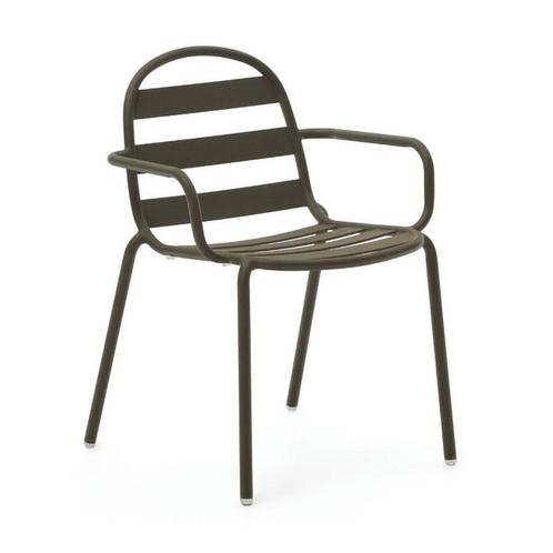 *WOONWINKEL* Kave Home Joncols Design Tuinstoel Groen Alumin, Tuin en Terras, Tuinsets en Loungesets, Nieuw, Verzenden