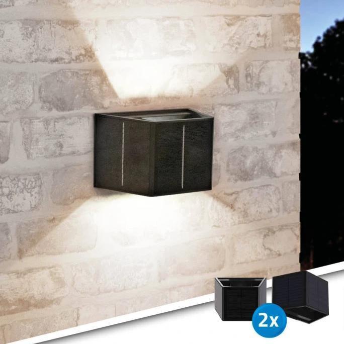 Solar wandlamp Ebbe | Warm wit | Voordeelset van 2 stuks, Tuin en Terras, Buitenverlichting, Led, Licht-donker-sensor, Zonne-energie