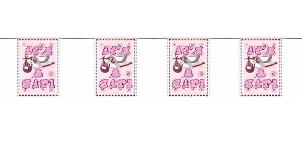 Mini Vlaggenlijn Its A Girl (4m), Kinderen en Baby's, Kraamcadeaus en Geboorteborden, Nieuw, Ophalen of Verzenden