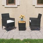vidaXL 3-delige Bistroset poly rattan en acaciahout zwart, Tuin en Terras, Verzenden, Nieuw, Rotan