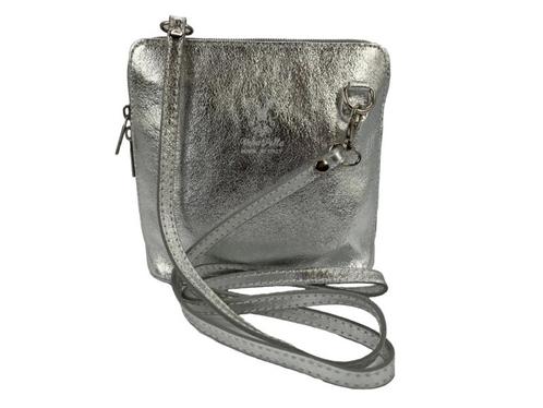Silver Diamond Vera Pelle Italiaans leren schoudertasje (rit, Sieraden, Tassen en Uiterlijk, Portemonnees, Nieuw, Verzenden
