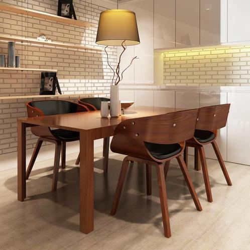 vidaXL Eetkamerstoelen 4 st gebogen hout en kunstleer bruin, Huis en Inrichting, Stoelen, Bruin, Nieuw, Verzenden