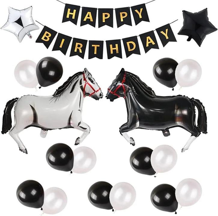 19-delige paarden decoratie set Black and White Horses, Dieren en Toebehoren, Paarden en Pony's | Overige Paardenspullen, Overige soorten