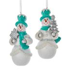 4.5 inch Resin White & Turquoise Snowman 10,668x4,064x3,556, Verzenden, Nieuw