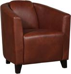 Leren kuipstoel - Echt leer, Landelijk, Comfortabel en kies, Huis en Inrichting, Fauteuils, Klassiek, Nieuw, Ophalen of Verzenden