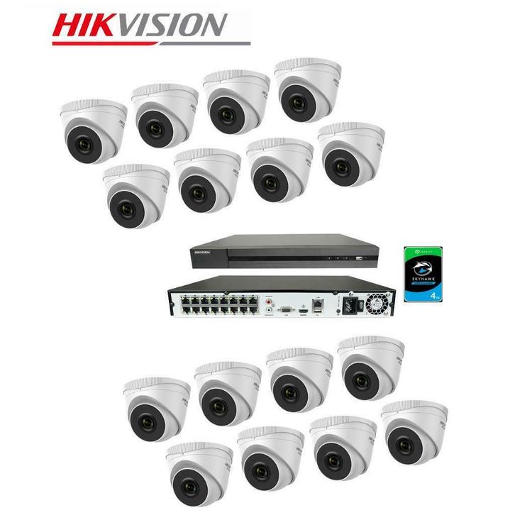 4 Megapixel set met 16 IP Turret Dome Camera’s + 4TB HDD, Audio, Tv en Foto, Videobewaking, Nieuw, Verzenden