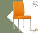 Leren eetkamerstoel Comfort met wieltjes - Toledo Mandarin, Overige kleuren, Nieuw, Leer, Ophalen of Verzenden