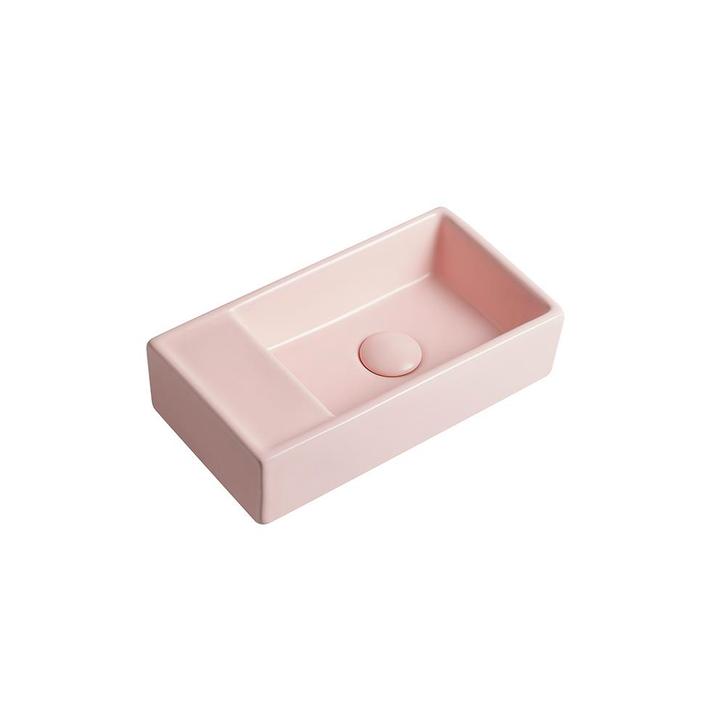 Fontein Ora 41x22x10cm mat roze inclusief afvoerplug links, Doe-het-zelf en Verbouw, Sanitair, Verzenden