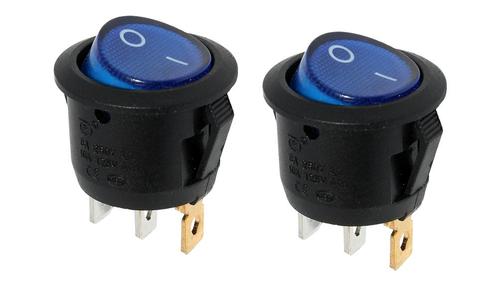 Rocker switch 12V rond met blauwe lamp - 2 stuks, Hobby en Vrije tijd, Elektronica-componenten, Verzenden