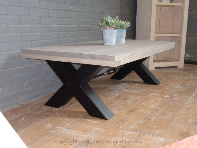 Salontafel Cross Industrieel - 160 x 100 x 45 cm - Meerdere, Huis en Inrichting, Tafels | Salontafels, Nieuw, Ophalen of Verzenden