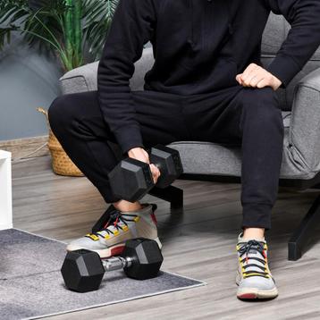 Dumbbells - Gegoten handgrepen - Zeshoekig - Zwart beschikbaar voor biedingen