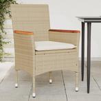 vidaXL Tuinstoelen 2 st met kussens poly rattan beige, Verzenden, Nieuw, Rotan