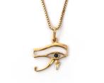 14 krt. geelgouden collier Egyptische oog van Horus hanger, Sieraden, Tassen en Uiterlijk, Kettingen, Gebruikt