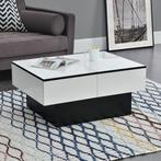 Salontafel Lens met opbergruimte 80x60x40 cm zwart en wit