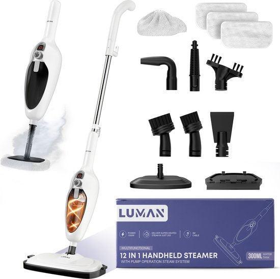2dekans | LUMAN 12 in 1 Stoomreiniger Én Handstomer V1 -, Huis en Inrichting, Schoonmaakartikelen, Ophalen of Verzenden