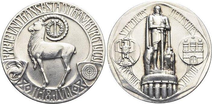 Ar-medaille 1909 Hamburg-stadt, Postzegels en Munten, Penningen en Medailles, Verzenden
