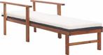 vidaXL Ligbed met kussen poly rattan van massief acaciahout, Caravans en Kamperen, Kampeeraccessoires, Ophalen of Verzenden, Nieuw