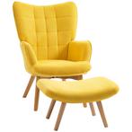 TRUUSK Relaxstoel Loungestoel Oorfauteuil Met Kruk In Geel,, Huis en Inrichting, Fauteuils, Verzenden, Nieuw