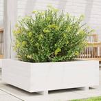 vidaXL Plantenbak 70x70x26,5 cm massief grenenhout wit, Tuin en Terras, Verzenden, Nieuw, Hout