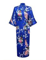 KIMU® Kimono Konings Blauw 3/4 XL-XXL Yukata Satijn Onder de, Nieuw, Carnaval, Ophalen of Verzenden, Maat 46/48 (XL) of groter