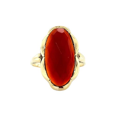 Gouden ring met carneool 14 krt, Sieraden, Tassen en Uiterlijk, Ringen, Nieuw, Ophalen of Verzenden