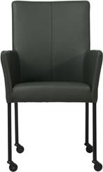 Donkergroene leren moderne eetkamerstoel - met armleuning po, Huis en Inrichting, Stoelen, Overige kleuren, Nieuw, Leer, Ophalen of Verzenden