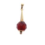 Gouden vintage kegel hanger met granaat (granaat steen), Ophalen of Verzenden, Gebruikt, Goud, Overige merken