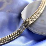 Bicolor gouden zigzag schakel armband (Schakelarmband), Sieraden, Tassen en Uiterlijk, Armbanden, Ophalen of Verzenden, Gebruikt