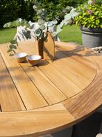 Saba low dining teak tafel 130 Ø cm met latte onderstel, Ophalen of Verzenden, Nieuw