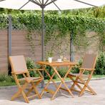 vidaXL 3-delige Bistroset stof en massief hout taupe, Verzenden, Nieuw, Hardhout