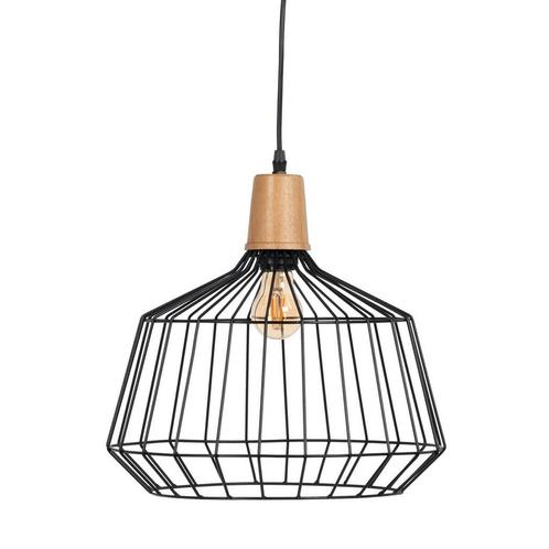 Plafondlamp Zwart Natuurlijk Hout Ijzer 220-240 V 36 x 36 cm, Huis en Inrichting, Lampen | Plafondlampen, Verzenden