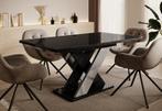 Meubella Eettafel Hoogglans zwart 160 cm Uitschuifbaar, 50 tot 100 cm, Nieuw, 150 tot 200 cm, Modern