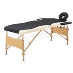 vidaXL Massagetafel inklapbaar 2 zones hout zwart en beige, Sport en Fitness, Massageproducten, Verzenden, Nieuw