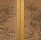 Byôbu  (vouwscherm) - Hout, Zijde, Papier - Japan - Taish, Antiek en Kunst